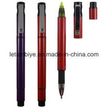 Plastic Ball Pen with Highlighter Nite Writer Pen (LT-D009)